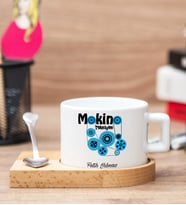 Makine Teknisyenine Hediye Ahşap Altlıklı Fincan