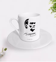 BK Gift Kişiye Özel Atatürk Temalı Türk Kahvesi Fincanı-24 (Beyaz)