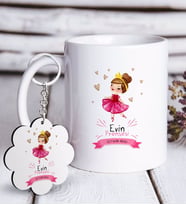 BK Gift Kişiye Özel Evin Prensesi Beyaz Kupa ve Anahtarlık Hediye Seti-1 (Model 1)