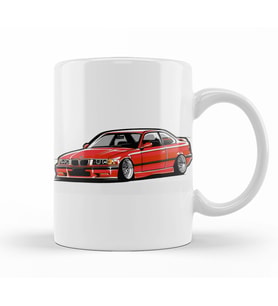Bmw Stanced out E36 Red Kupa Bardak Porselen