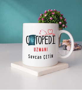 Ortapedi Uzmanı Kupa Bardak ve Taş Bardak Altlığı Seti