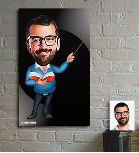 BK Gift Kişiye Özel Bay Öğretmen Karikatür Ahşap Tablo - 3