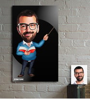 BK Gift Kişiye Özel Bay Öğretmen Karikatür Ahşap Tablo - 3