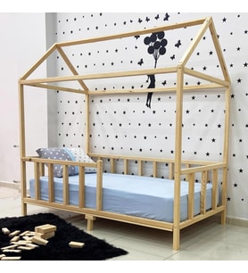 Montessori Yatak Doğal Çam Ahşap Karyola Melis