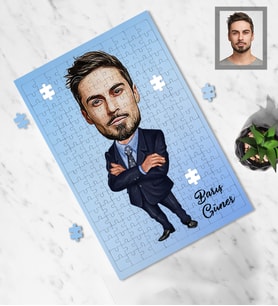 Kişiye Özel Patron Karikatürlü A3 240 Parça Puzzle Bay-12