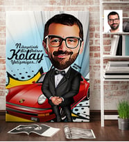 BK Gift Kişiye Özel Bay Patron Karikatür Kanvas Tablo 70x100cm 1