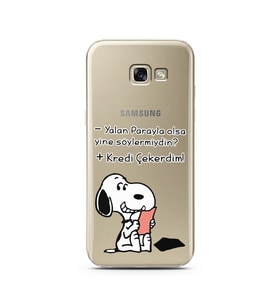 Snoopy Tasarımlı Süper Şeffaf Silikon Telefon Kılıfı Samsung A5 (2017)