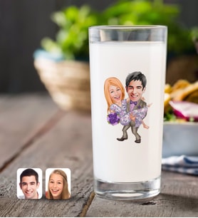 BK Gift Kişiye Özel Sevgililer Karikatürlü Rakı Bardağı-56 (Beyaz)