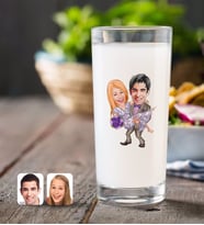 BK Gift Kişiye Özel Sevgililer Karikatürlü Rakı Bardağı-56 (Beyaz)