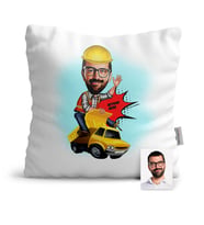BK Gift Kişiye Özel Bay Yol Mühendisi Karikatür Yastık  1