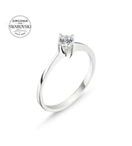 Swarovski Zirkon Taşlı Tektaş Gümüş Bayan Yüzük (Beyaz - Gümüş)