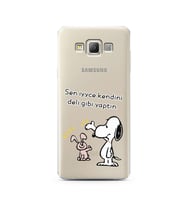 Snoopy Tasarımlı Süper Şeffaf Silikon Telefon Kılıfı Samsung A7 (2015)