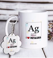 BK Gift Kişiye Özel Mesleki Metalurji Mühendisi Beyaz Kupa ve Anahtarlık Hediye Seti (Model 1)