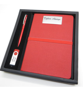 Wings SG102 İsme Özel Kırmızı Hediyelik Set Scrikss Kalem + 16GB. Usb Bellek + 15x21 Defter Hepsi İsme Özel (Karışık)