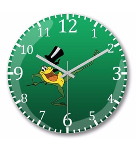 Looney Tunes Magician Frog  Duvar Saati Bombeli Gercek Cam