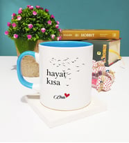 Hayat Kısa Tasarımlı Kişiye Özel Hayat Kısa Kupa Bardak Mavi
