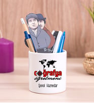 Coğrafya Öğretmeni Seramik Kalemlik