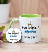 Fen Bilimleri Öğretmeni Yeşil Kupa Bardak Ve Anahtarlık Set