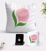 BK Gift Kişiye Özel En İyi Öğretmen Beyaz Kupa Yastık ve İsimli Papatya Kolye Hediye Seti-14 (Model 1)