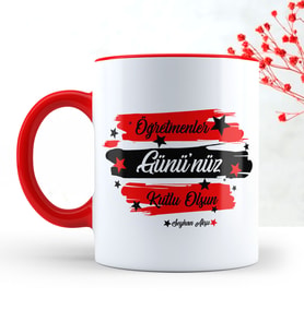 BK Gift Kişiye Özel Öğretmenler Gününüz Kutlu Olsun Kırmızı Kupa Bardak  4
