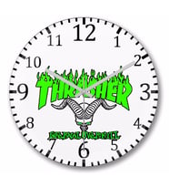Green Thrasher Logo  Duvar Saati Bombeli Gercek Cam