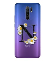 Papatya Harf Tasarım Süper Şeffaf Silikon Telefon Kılıfı Xiomai Redmi 9 N-Harfi