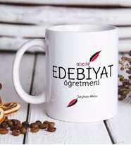 BK Gift Kişiye Özel Edebiyat Öğretmeni Beyaz Kupa Bardak-5