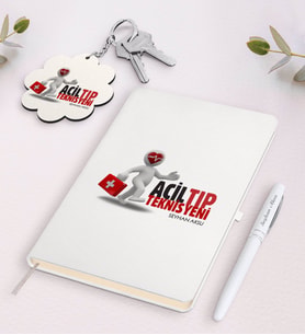 BK Gift Kişiye Özel Acil Tıp Teknisyeni Beyaz Defter Kalem Ve Anahtarlık Hediye Seti-1 (Model 1)