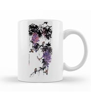 Chinese Painting Birds Playing Around Grapes Kupa Bardak Porselen