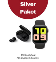 T700S Türkçe Menü Akıllı Saat + A6S True Wireless Bluetooth Kulaklık (Siyah)