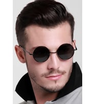Extoll John Lennon Gözlük Güneş Gözlüğü Yuvarlak Siyah Cam