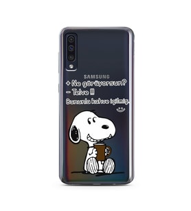 Snoopy Tasarımlı Süper Şeffaf Silikon Telefon Kılıfı Samsung A50