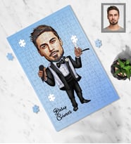 Kişiye Özel Berber Karikatürlü A4 99 Parça Puzzle Bay-3