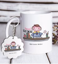 BK Gift Kişiye Özel Anasınıfı Öğretmeni Beyaz Kupa ve Anahtarlık Hediye Seti-3 (Model 1)