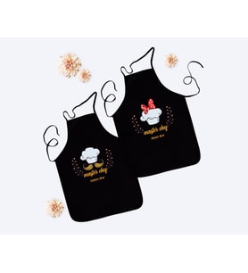 BK Gift Kişiye Özel İkili Erkek ve Kadın Chef Siyah Mutfak Önlüğü Seti-1