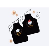 BK Gift Kişiye Özel İkili Erkek ve Kadın Chef Siyah Mutfak Önlüğü Seti-1