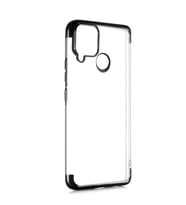 Realme C15 Kılıf Zore Dört Köşeli Lazer Silikon Kılıf (Siyah)