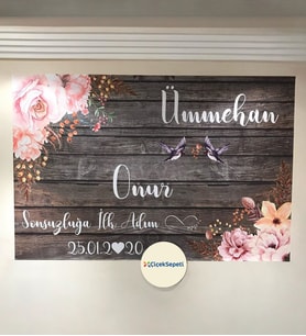 100x70cm Söz, Nişan, Kına Gecesi, Düğün İçin Kişiye Özel Branda Afiş Arka Fon