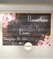 100x70cm Söz, Nişan, Kına Gecesi, Düğün İçin Kişiye Özel Branda Afiş Arka Fon