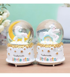 Unicorn Kar Motorlu Işıklı ve Müzikli Büyük Boy Kar Küresi