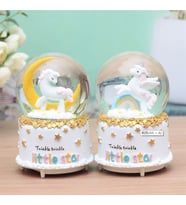 Unicorn Kar Motorlu Işıklı ve Müzikli Büyük Boy Kar Küresi