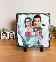 BK Gift Kişiye Özel Gelin Damat Karikatürlü Dekoratif Doğal Taş  9