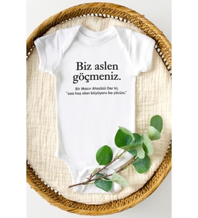 Biz Aslen Göçmeniz Basklı Yarım Kollu Bebek Zıbını