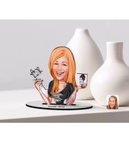 BK Gift Kişiye Özel Kadın Dövme Sanatçısı Karikatürlü Ahşap Biblo Model-1 (Beyaz)