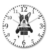 Protest Dog Pug Duvar Saati Bombeli Gercek Cam