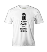 Doctor Who - Keep Calm and Don't Blink Beyaz Erkek Tshirt