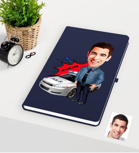 BK Gift Kişiye Özel Bay Trafik Polisi Karikatürlü Lacivert Defter - 2