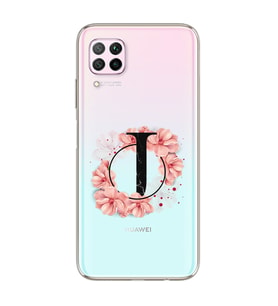 Pembe Çiçekli Harf Tasarım Süper Şeffaf Silikon Telefon Kılıfı Huawei P40 Lite J