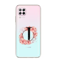 Pembe Çiçekli Harf Tasarım Süper Şeffaf Silikon Telefon Kılıfı Huawei P40 Lite J