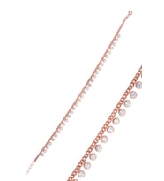 Söğütlü Silver Gümüş rose zirkon  taşlı  gurmet zincirli halhal